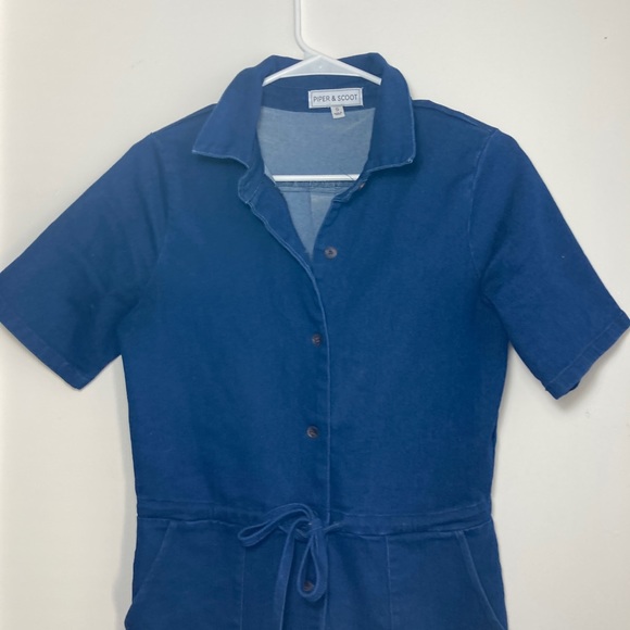 Piper and Scoot denim jumpsuit! Size small, super stretchy, comply and adorable. - Picture 2 of 3